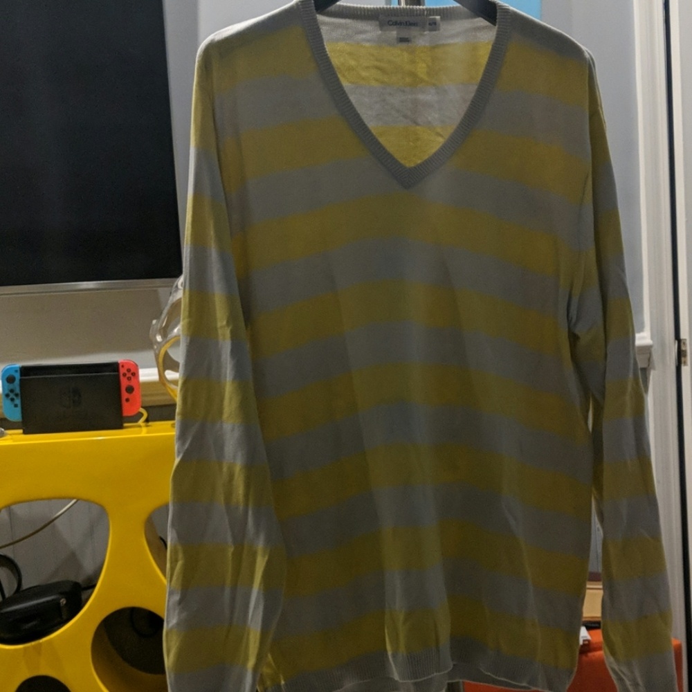 Yellow and Gray stripped Calvin Klein Sweater